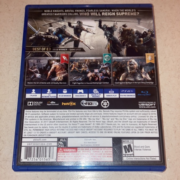 PS4 ⭐️For Honor⭐️ used but in great condition! - Picture 4 of 4